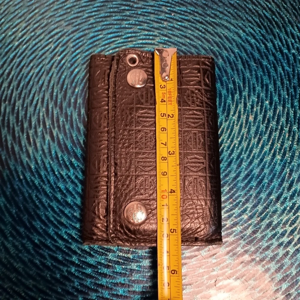 Harley Davidson Black Embossed Trifold Leather Wallet